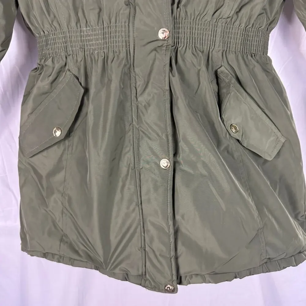 Weatherproof Girls Puffer Raincoat Green Size Large Missing Faux Fur Trum